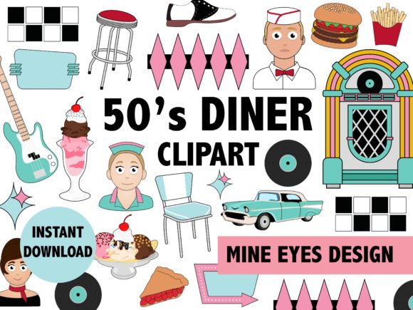 50s Diner Graphics for Retro Web Design