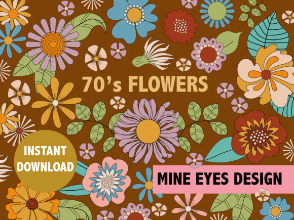70s Flower Graphics for Branding and Marketing