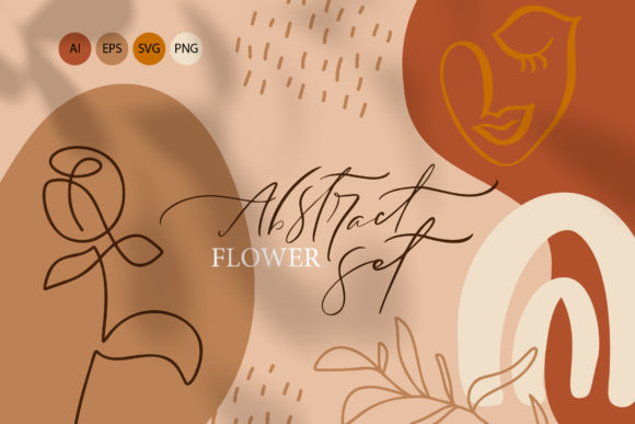 Abstract Flower Set Graphics for Crafts and Branding