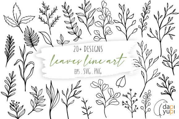 Botanical Line Art Clipart for Crafting and Design