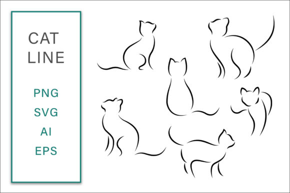 Cat Line Graphics for Crafts