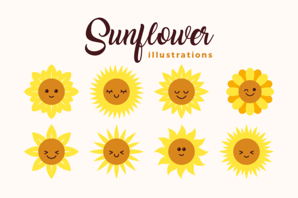 Cute Sunflower Graphics for Decorative Elements