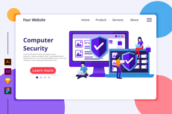 Cyber Security Graphics for Landing Page Templates