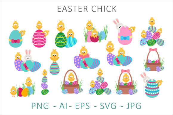 Easter Chick Clipart Graphics for Branding