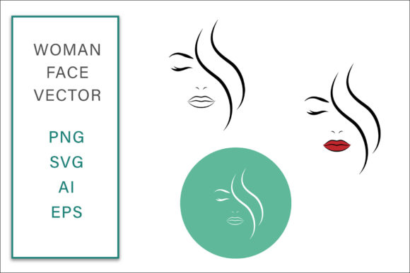 Feminine Face Vector Line Art Logo for Crafts and Graphics