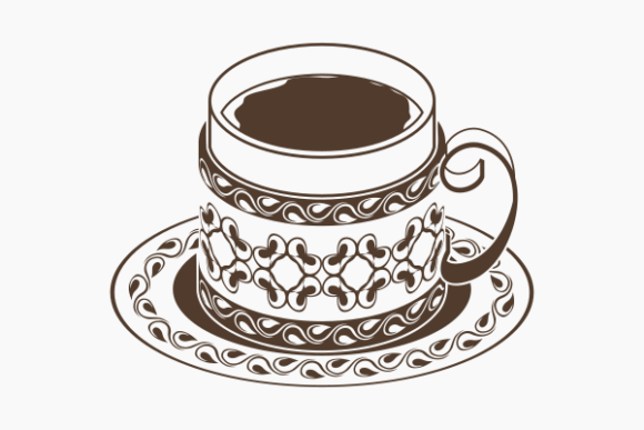 Flat Monochrome Fincan Graphics for Handmade Design