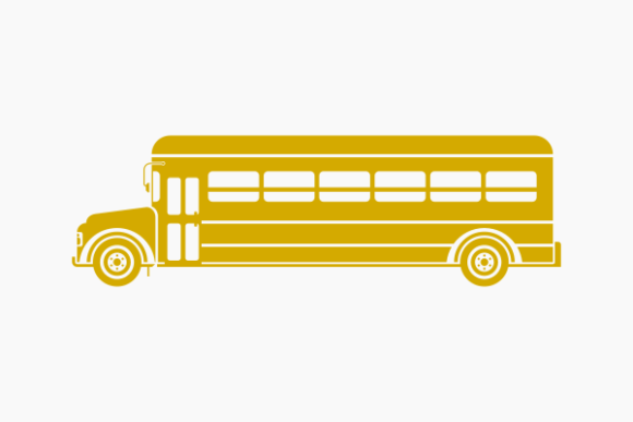 Flat Monochrome School Bus Graphics for Digital Selling