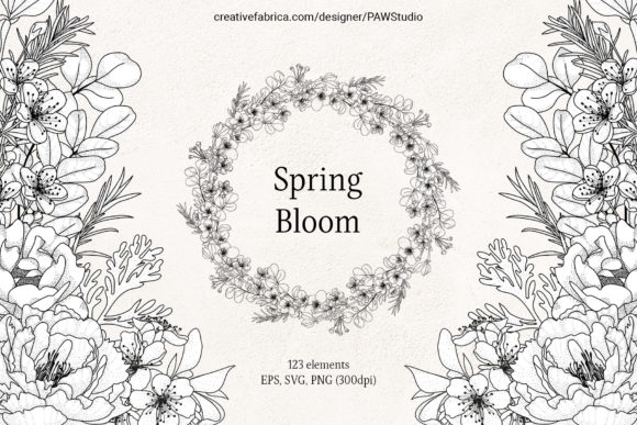 Floral LineArt Flower Frame Monogram - Elegant Graphics for Handmade Creations