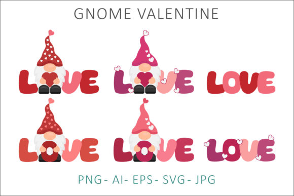 Gnome Valentine Sublimation Clipart Graphics