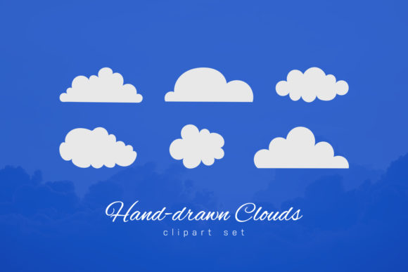 Hand-drawn Clouds Clipart Set: A Versatile Graphic for Crafting