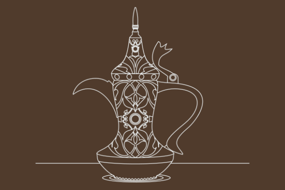 Outline Style Dallah Arabian Coffee Pot