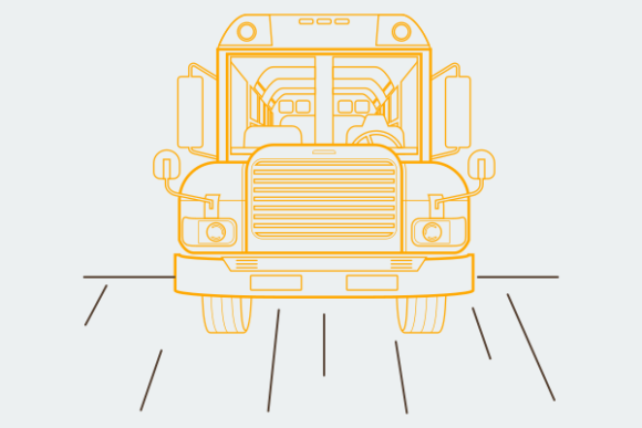 Outline Style Front View School Bus Graphics