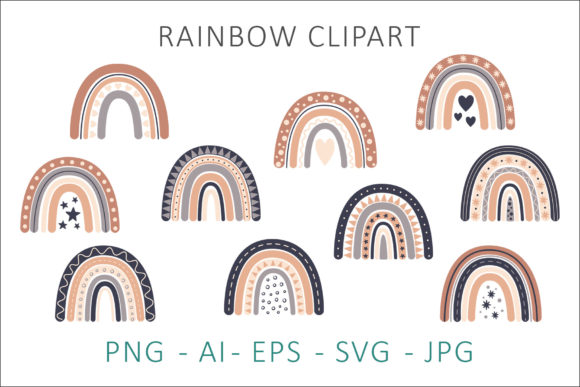 Rainbow Clipart PNG SVG Bundle for Creative Branding