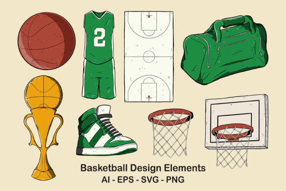 Set of Basketball Graphics for Bold Web Design