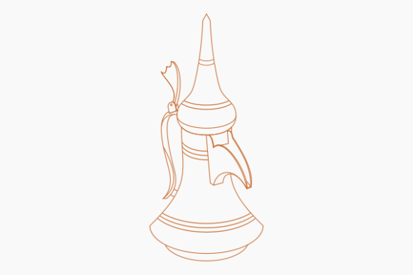 Top Front Side Outline Dallah Coffee Pot Graphics