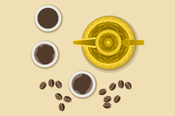 Top View Arab Coffee Graphics for Digital Sellers