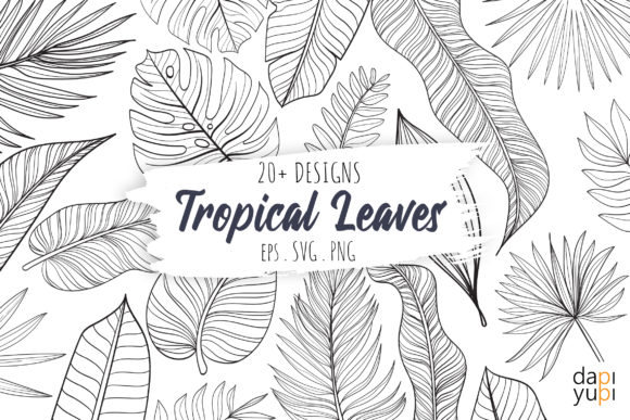 Tropical Leaves Line Art Graphic for Digital Creations